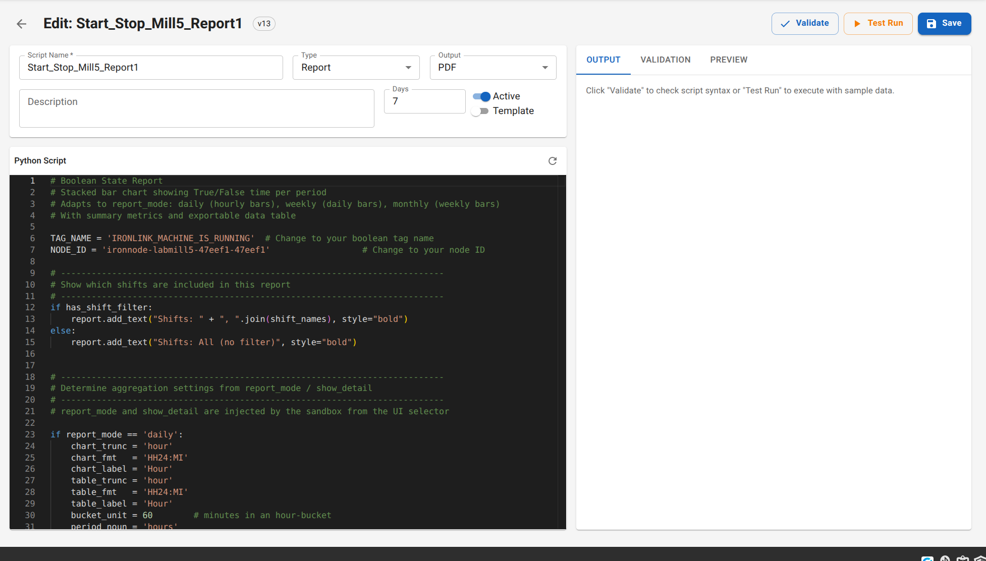 Python Report Editor